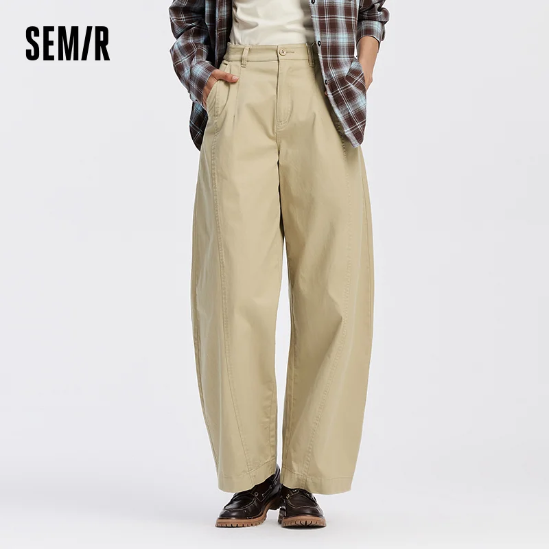 Semir Pants Women Distressed Loose Trousers 2025 New Autumn Brushed Split Curved Hem Casual