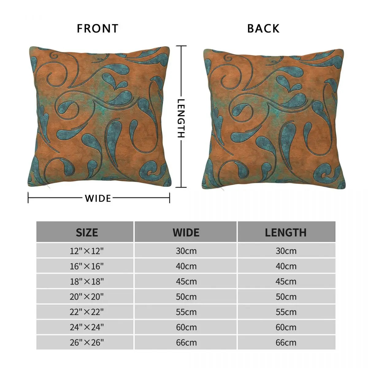Copper Patina And Vines Square Pillowcase Polyester Linen Velvet Creative Zip Decor Home Cushion Cover