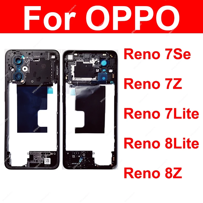 Middle Housing Frame For Oppo Reno 7Lite 8 Lite 7Se 7Z 8Z 5G Middle Holder Cover Case with Side Keys Repair Parts