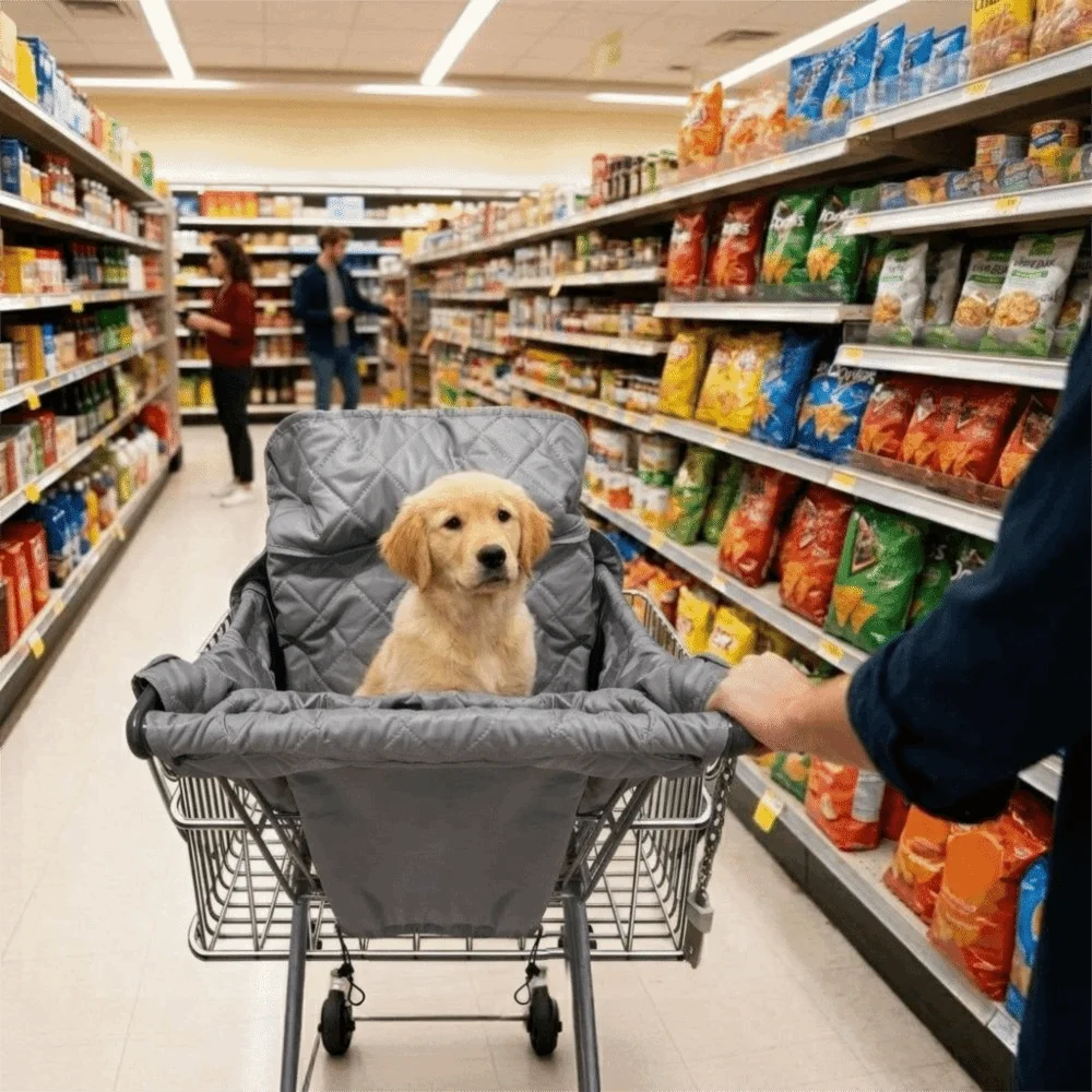 Portable Shopping Cart Dog Seat Cover Folding Waterproof Pet Stroller Cushion Cover Large Space Breathable
