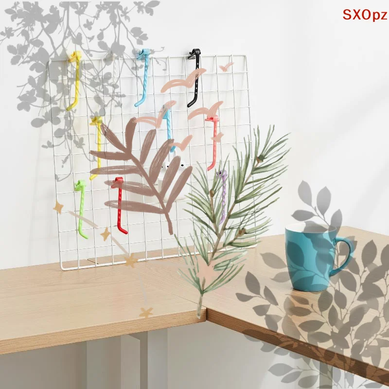 10PCS Supermarket Mesh Panel Hooks Color Multi-Purpose Display Racking Storage Hook Wall-mounted Key Hangers Home Organization