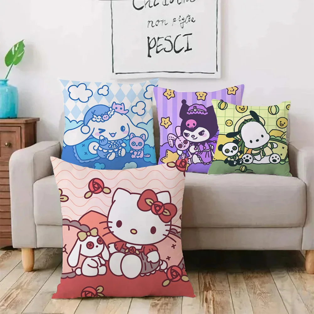 

Милые наволочки Hello Kittys Sanrios мультяшные диванные декоративные домашние двухсторонние короткие плюшевые милые наволочки