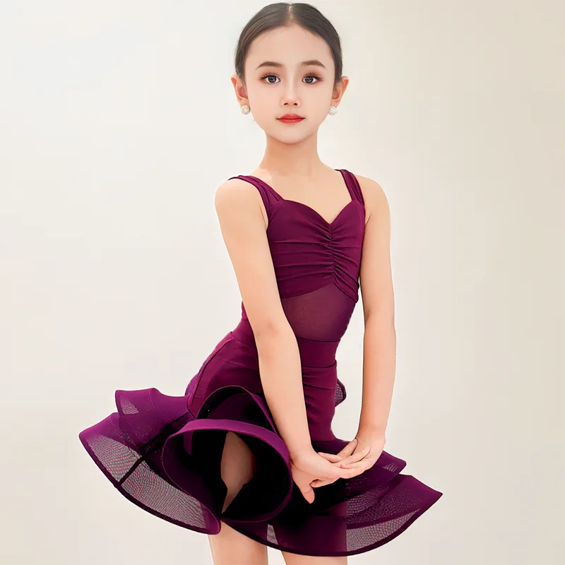 Kids Professional Latin Dance Dress Girls Tango Salsa Samba Ballroom Dance Performance Stage Outfits Costume