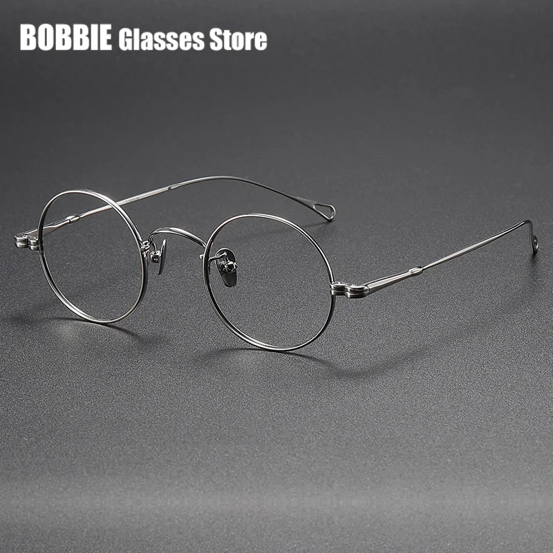 Japanese Retro Small Round Eyeglasses Pure Titanium Ultra-light Men Women Anti Blue Light Near Vision Glasses Frame Optical Eye