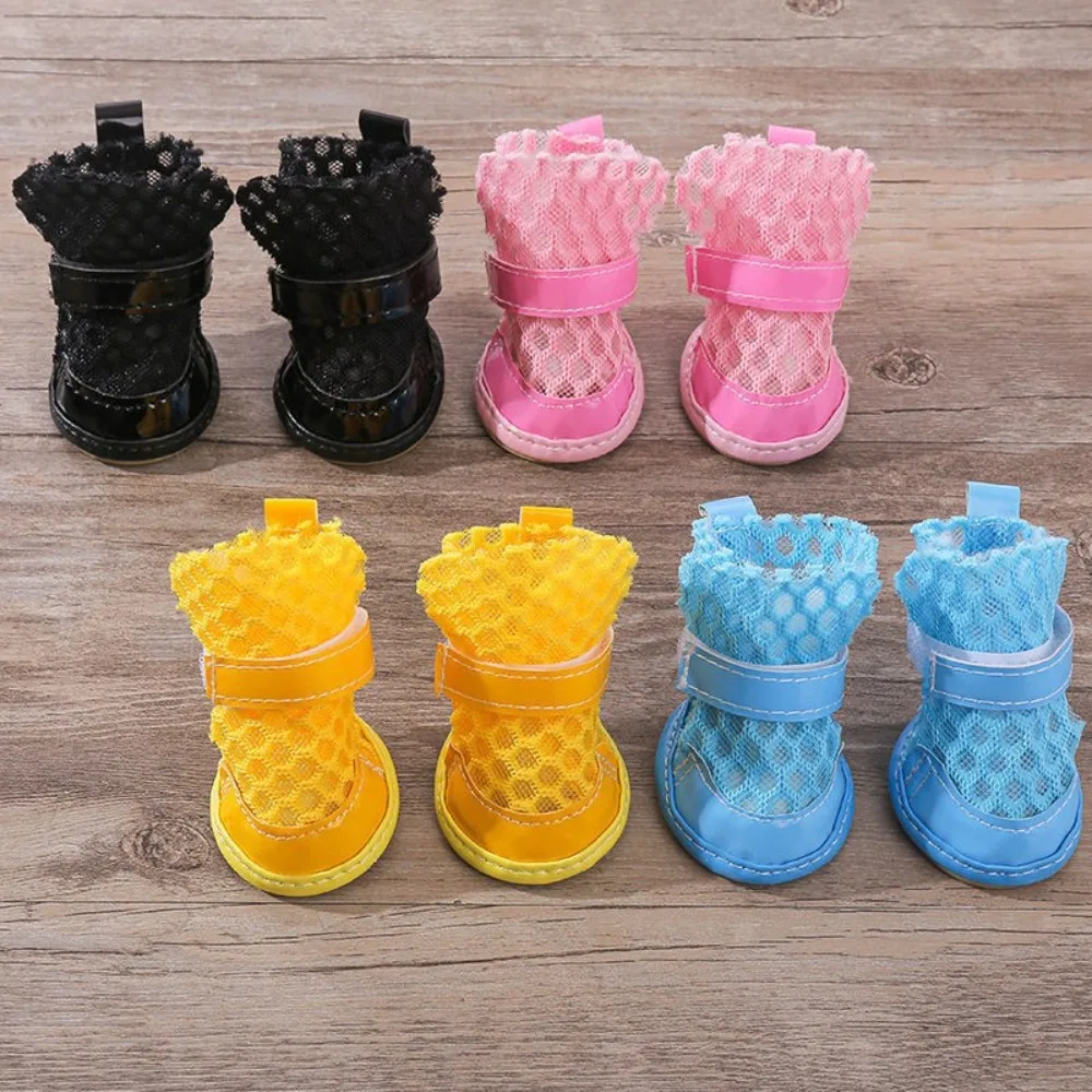 

4 Pcs Wear Resistant Dog Mesh Shoes Anti-slip Anti-dirty Dog Sandals Breathable Anti-fall Dog Foot Covers Outdoor