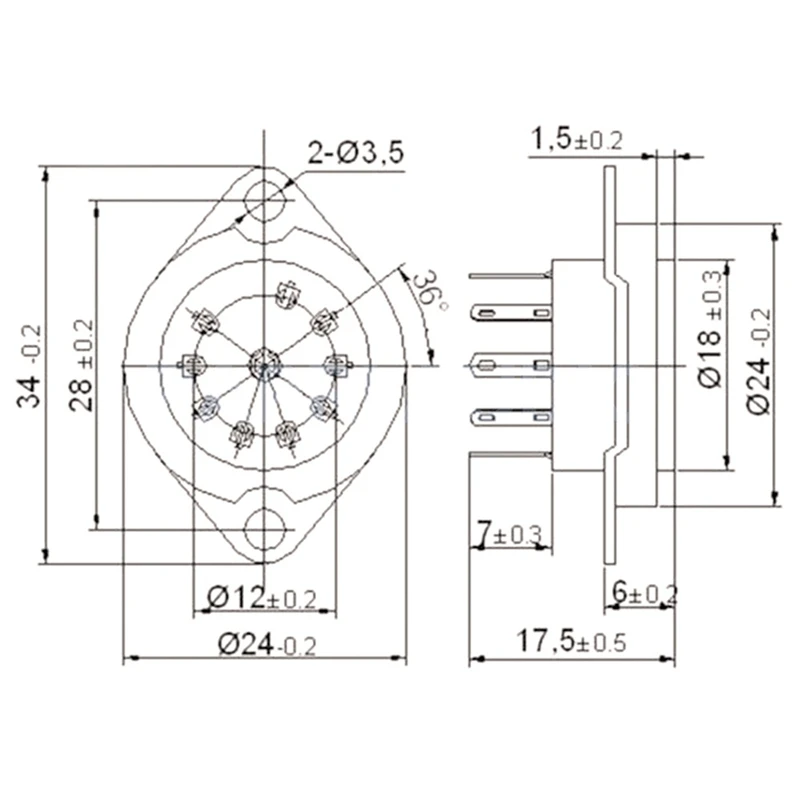 20PCS Ceramic B9A Gold-Plated 9Pin Vacuum Tube Socket Panel Chassis Mount For ECC81 ECC82 ECC83 EL84 6922 Vacuum Tube