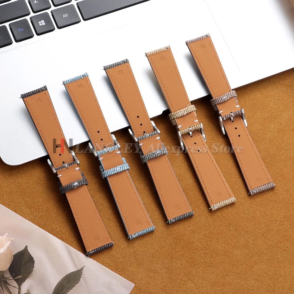 الدنيم النايلون حزام ساعة قماش لينة حزام الساعات 18 مللي متر 20 مللي متر 22 مللي متر لهواوي ساعة Gt5/Gt4 الرجال النساء الإفراج السريع العالمي سوار