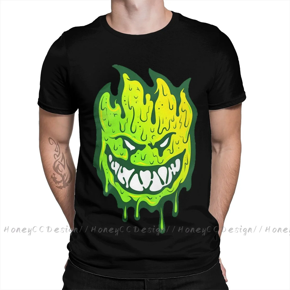 Spitfire Cool Skate Green Slime Fuuny Print Cotton T-Shirt Camiseta Hombre For Men Fashion Streetwear Shirt Gift