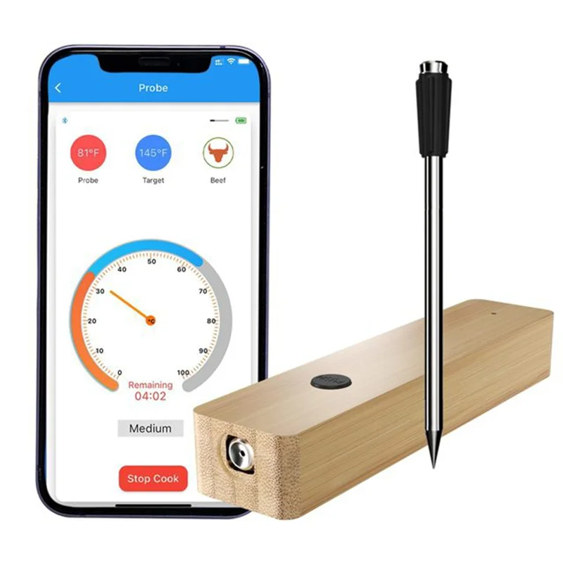 AT51-bezprzewodowy termometr do mięsa wodoodporna sonda Bluetooth termometr do żywności obsługa aplikacji zdalne monitorowanie w czasie rzeczywistym