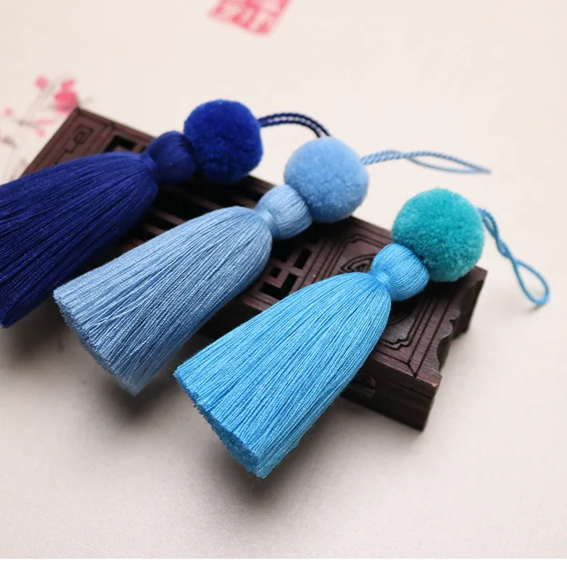 1PC Retro Style Colorful Plush Ball Head Tassel Fringe Garment Curtain Edge DIY Decorative Tassel Trim Women Bag Hanging Pendant