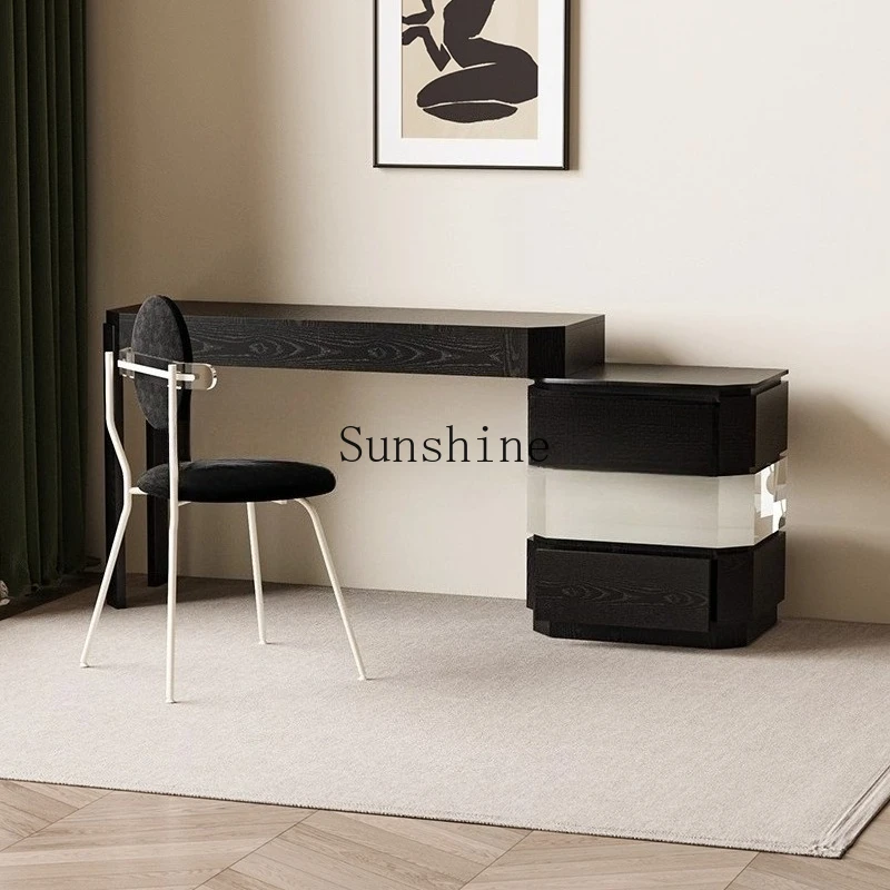 

French medieval style all solid wood dresser bedroom acrylic suspension makeup table chest