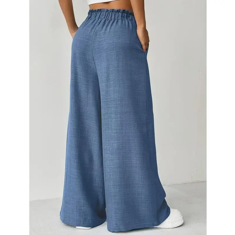 Faionable ارتفاع الخصر جرس بوت السراويل مع حزام الخصر المرن عبر الحدود جديد Sle المرأة عارضة السراويل المواد البلاستيكية #3