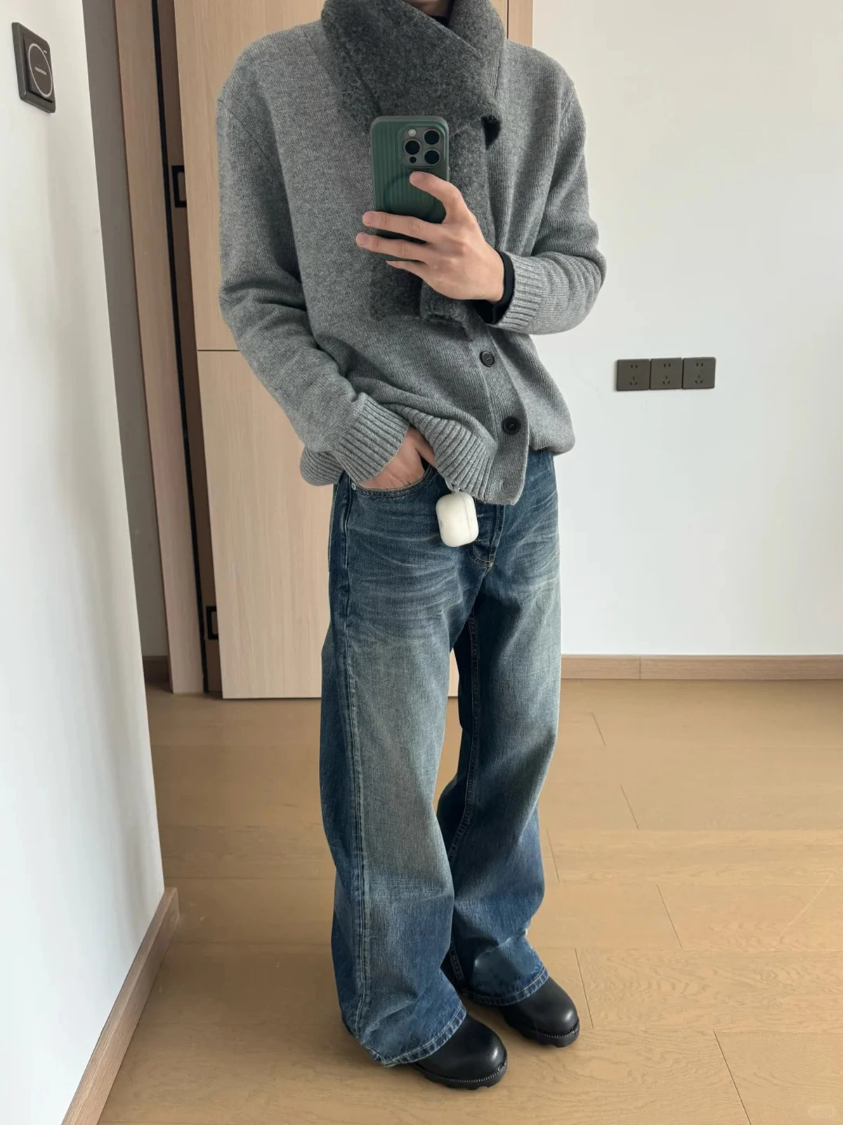 

Мужские джинсы American Retro Washed Blue: зауженные прямые брюки в стиле High Street, модные, брендовые, стильные, прямого кроя