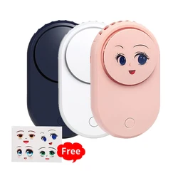 USB Rechargeable Mini Cooler Fan Portable Dryer with DIY Cute Stickers for Eyelash Extension Tools for Salon Use