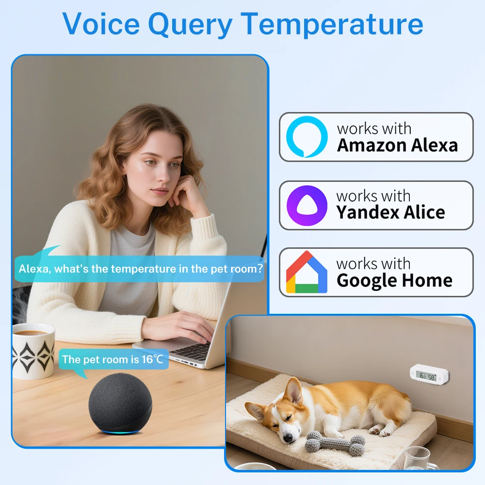 Tuya Smart Zigbee WiFi Temperature and Humidity Mini Sensor APP Remote Control Via SmartLife Work with Yandex Alexa Google Home image 5