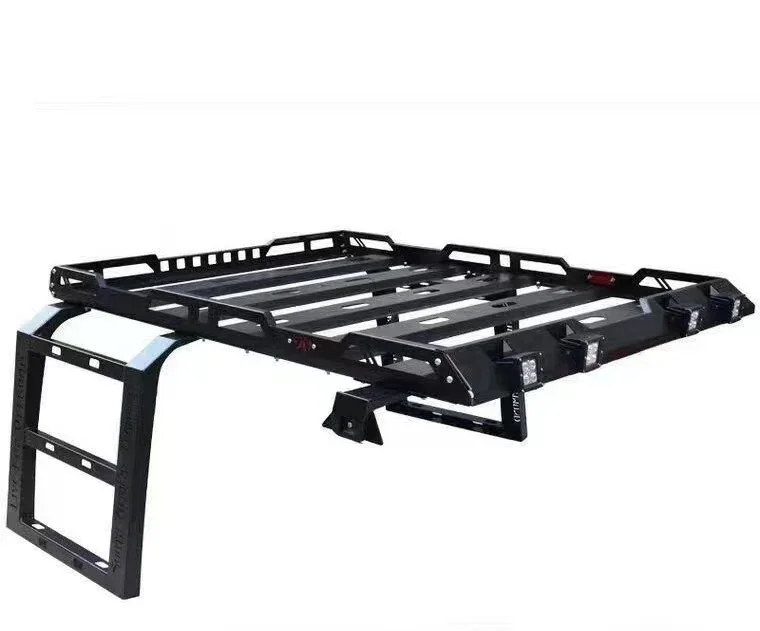 Jeep Wrangler JK JL 2/4 Door Roof Rack w/ LED Light Ladder Luggage Rack Mount Kit Cargo Basket