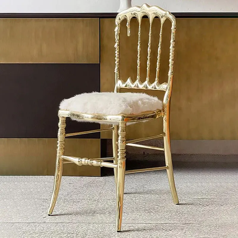 

Pure copper dining chair Modern simple leisure chair High-end living room dining chair