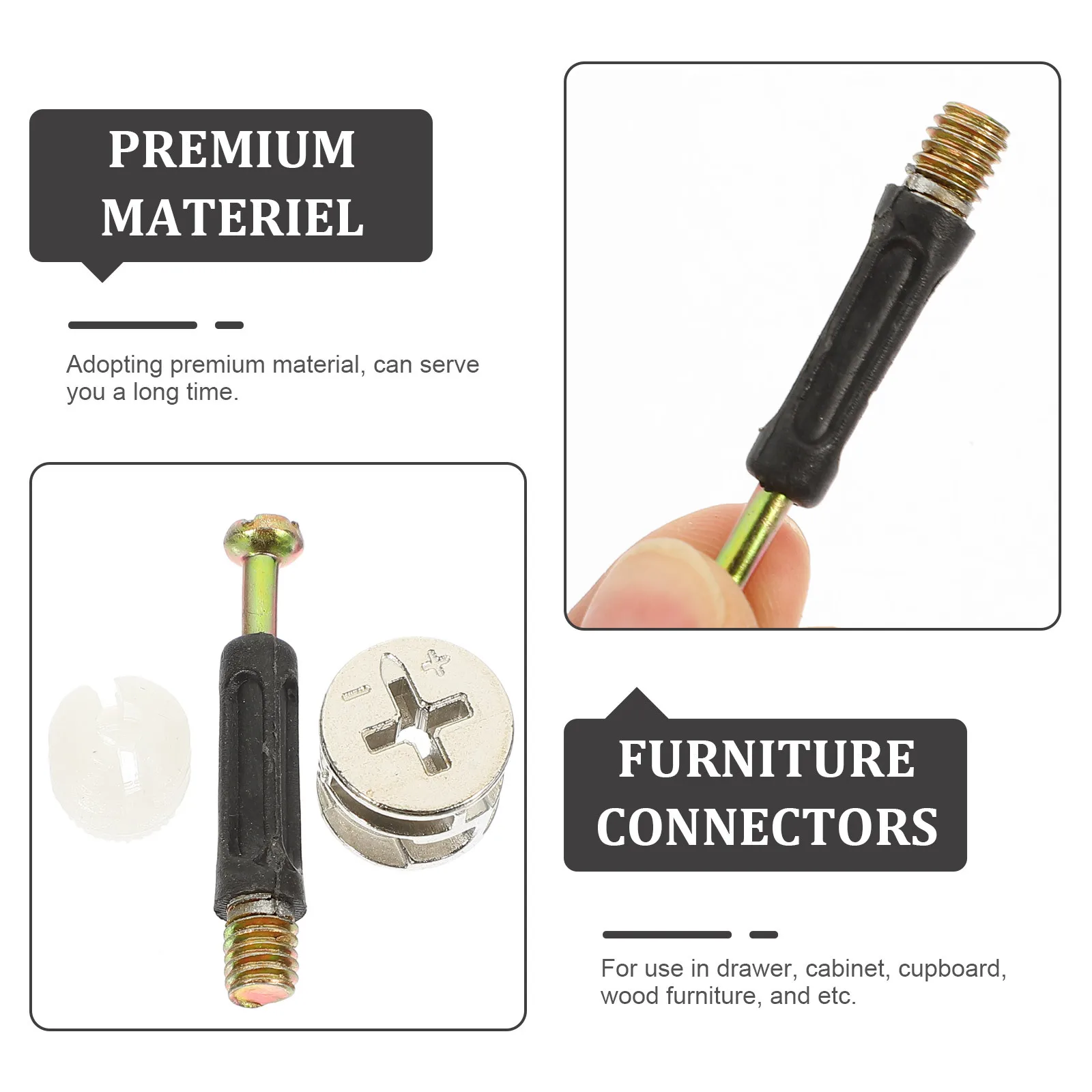 

10Sets Furniture Connectors Cam Fittings Tapered Thread Insert for Wood Furniture Drawer Cabinet Cupboard Pre-Inserted