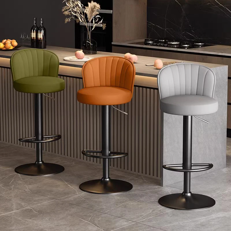 

Bar Chair Cafe Leather Chairs For Cafeteria Plastic High Feet Stool Furniture Mid Century Chaise Beauty Salon Home Metal