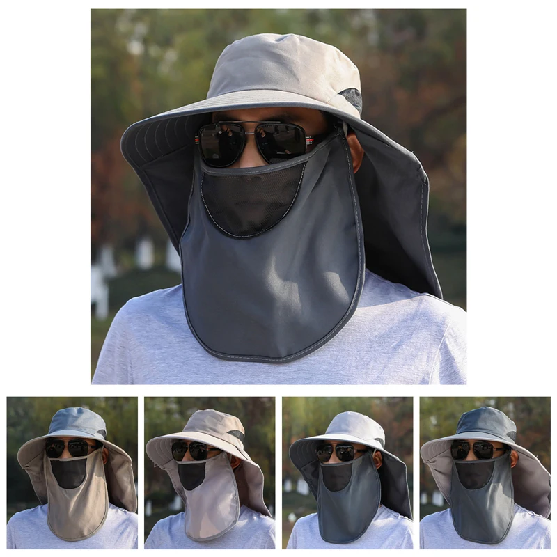 

Men Outdoor Fishing Fisherman Sun Hat Big Eaves Neck Face UV Protection Flap Sunshade Cap Adjustable Dropshipping