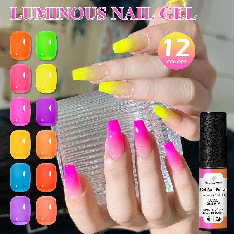 Fluorescent Glow in the Dark Gel Nail Polish 5ml Luminous Bright Color for Festival Night Party Nail Art DIY