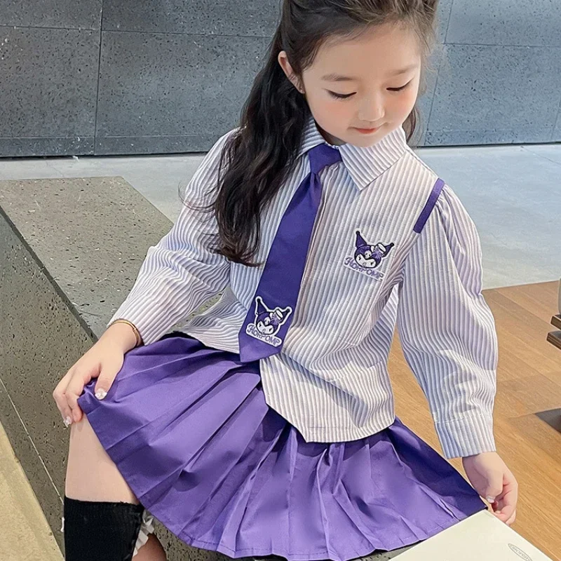 Sanurgente Kuromi-Ensembles de robes de princesse pour filles, jupes d'automne pour enfants, tenues décontractées d'Halloween, cadeaux d'anniversaire Kawaii