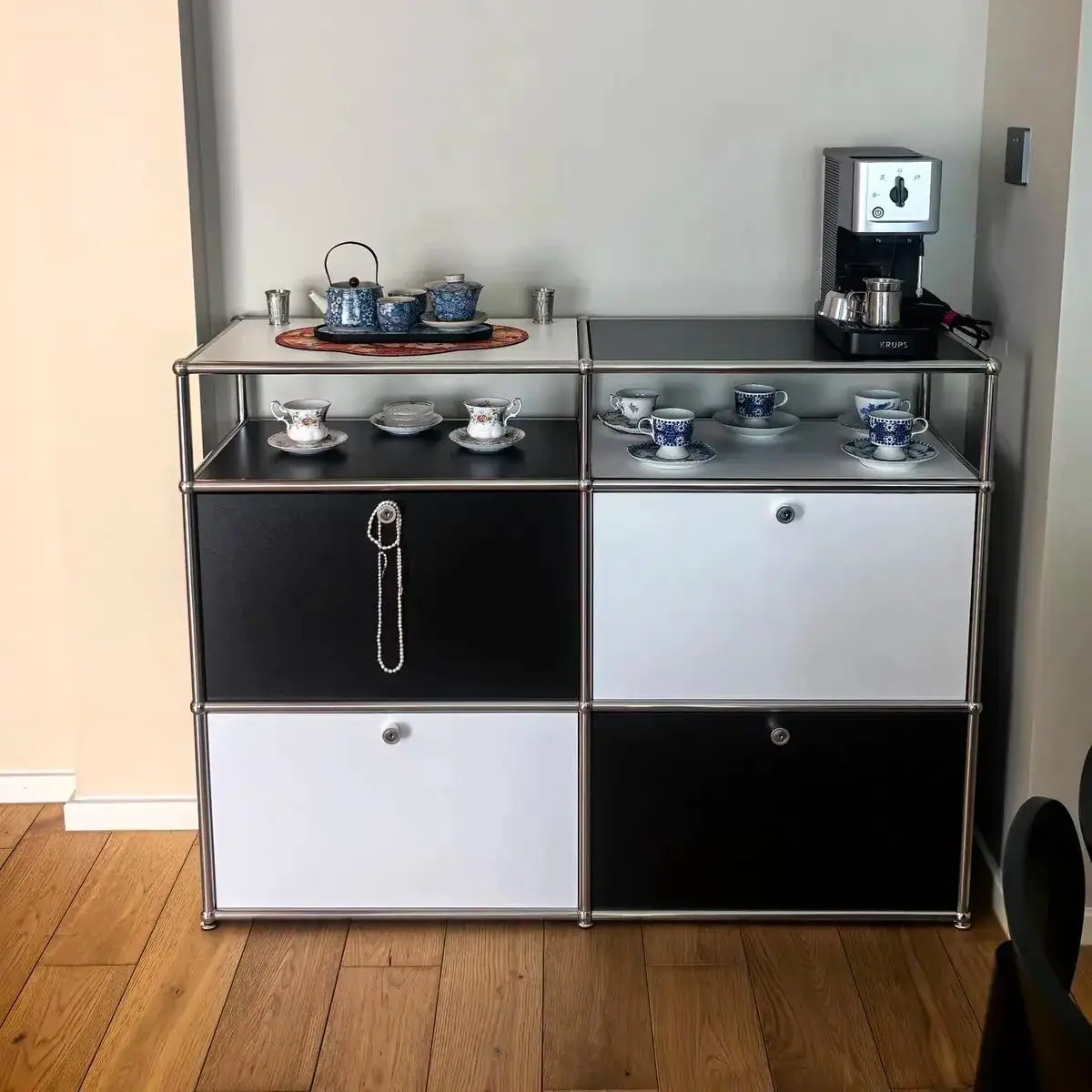 Living Room Cabinet Module Storage Sideboard Storage Shelf Modular Furniture Stainless Steel Frame TV Stand Wood Furniture