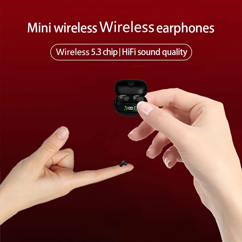 Mini Wireless TWS Bluetooth 5.3 Headsets Invisible Earphones With Mic HiFi Music Earbuds Mobile Phone Universal Headphones