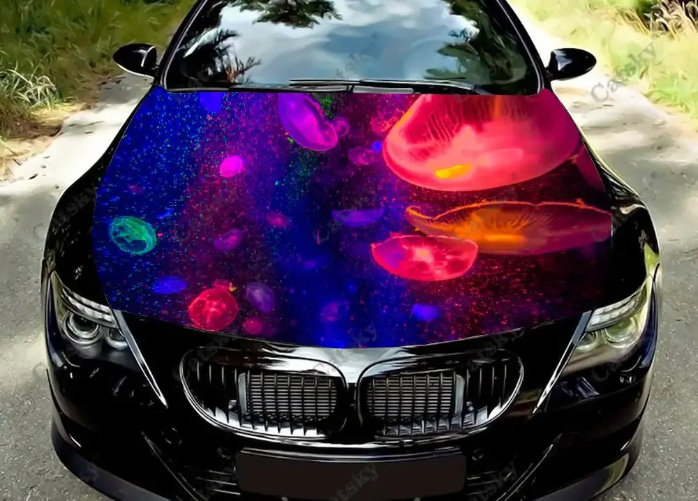 Animal -  Jellyfish Car Hood Vinyl Stickers Wrap Vinyl Film Engine Cover Decals Sticker Universal Car Hood Protective Film