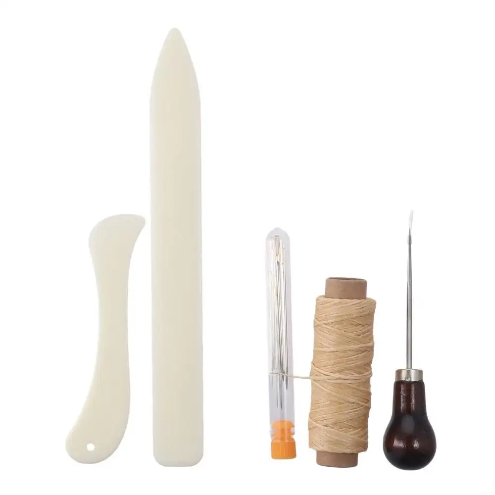 Kit de reliure en plastique et non en os véritable, outils de démarrage en cuir, grands yeux grossiers, café, marron, orange, argent, bricolage