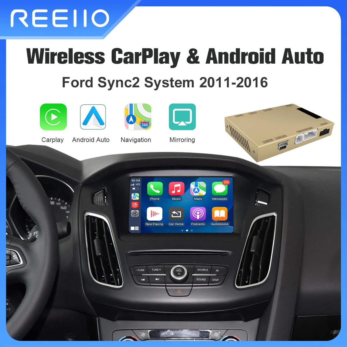 Wireless Carplay Android Auto For Ford Sync 2 System Explorer Focus Fiesta C-max Edge F-150 Fusion Taurus Support BT Multimedia