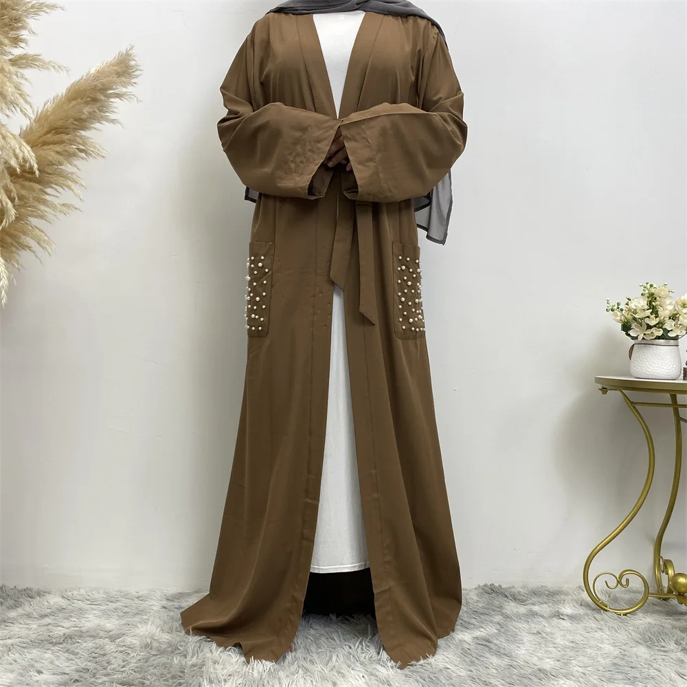 

Ramadan Open Abaya Dubai Muslim Women Maxi Dress Kaftan Beads Kimono Robe Musulmane Islamic Clothing Caftan Marocain Gown Kebaya