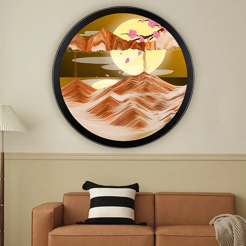 Flowing Sand Painting Living Room Decoration Ornaments, Creative Holiday Gifts, 3D Dynamic Art, Circular Flowing Sand Painting