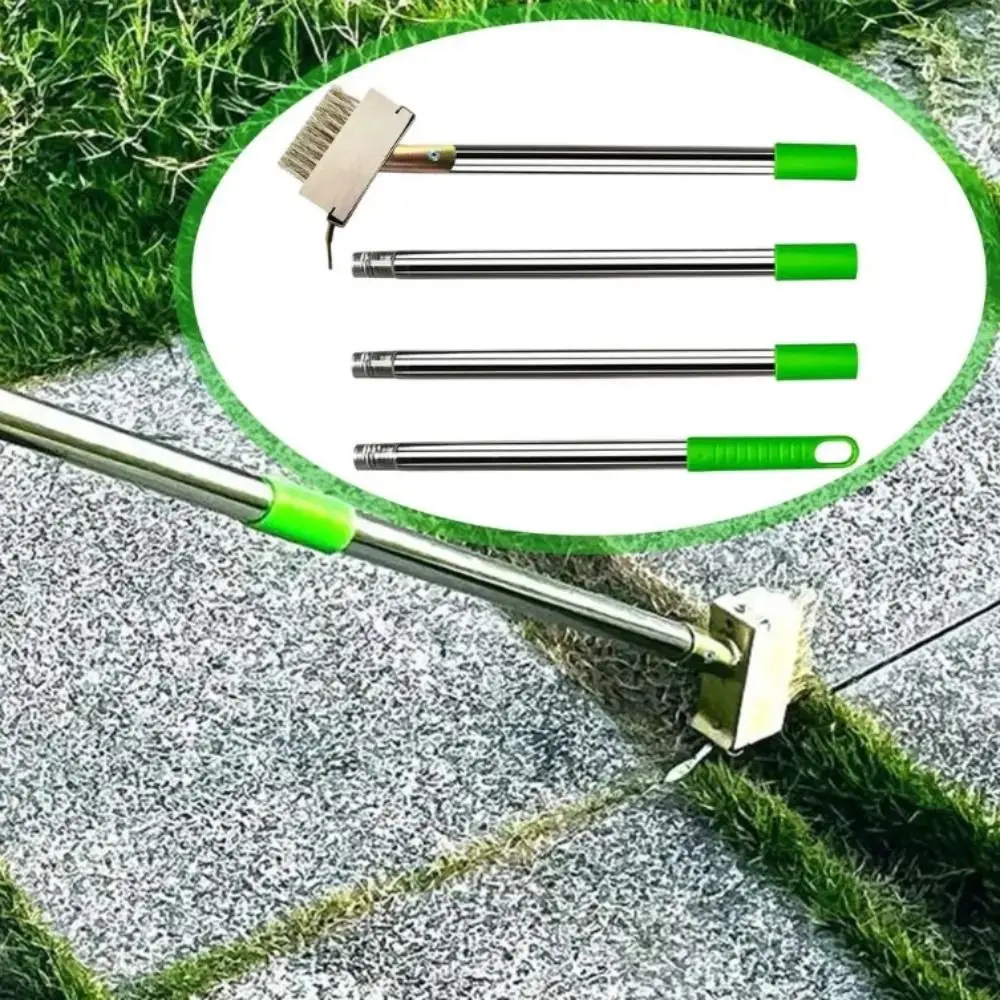 Long Steel Handle Manual Crack Weeder Pulling Hook Detachable Weed Removal Brush Stainless Steel Steel Wire Broom Head