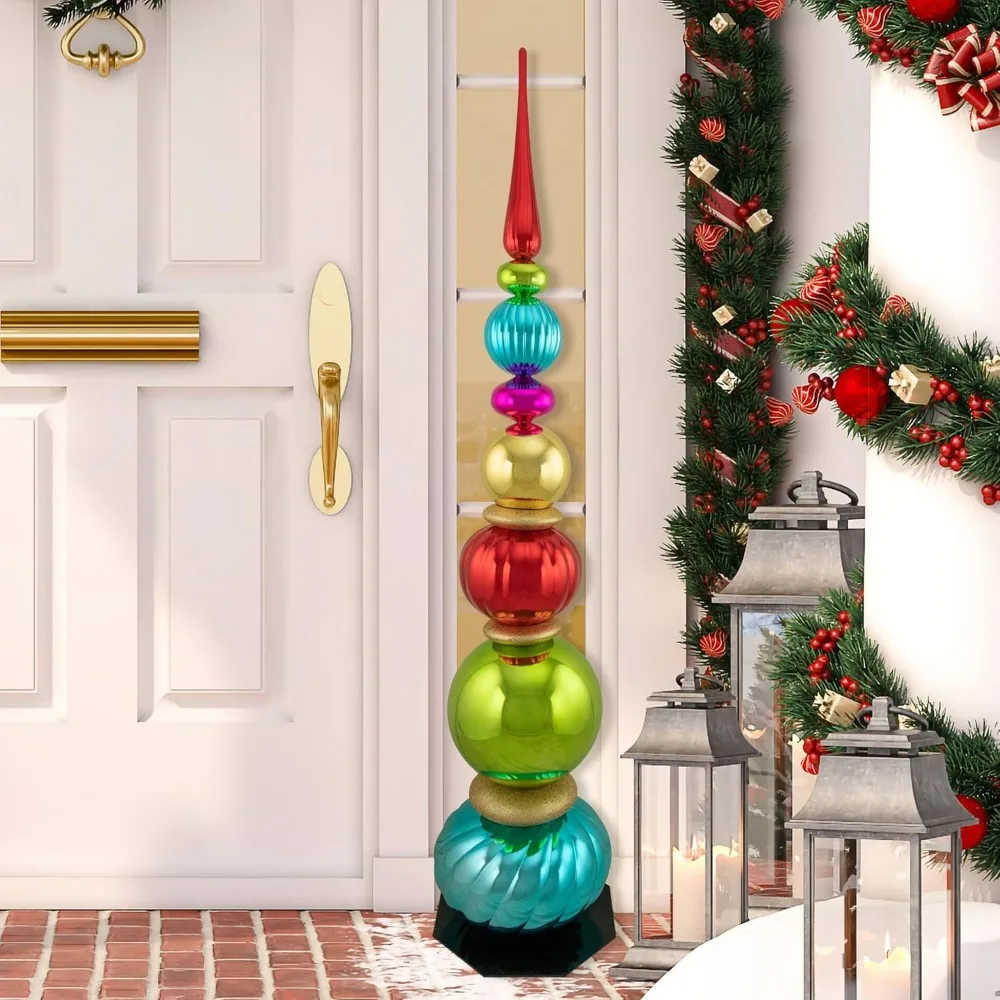 Ball Finial Tower Commercial Christmas Decoration - 4.5' - Multicolor