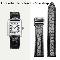 High Quality Crocodile Genuine Leather Watch Strap for Cartier Tank London Solo Leather Watchband Men Women 16mm 18mm 20mm