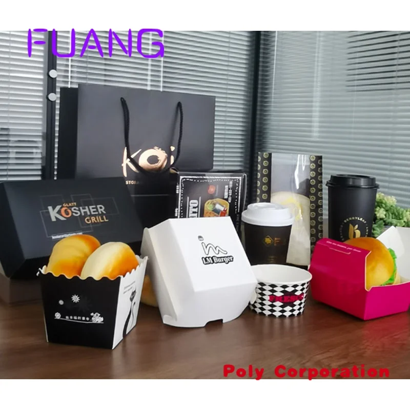 Custom  Custom for hamburger french fries fried wing paper boxes togo snacks fast food packaging container takeaway burger chick