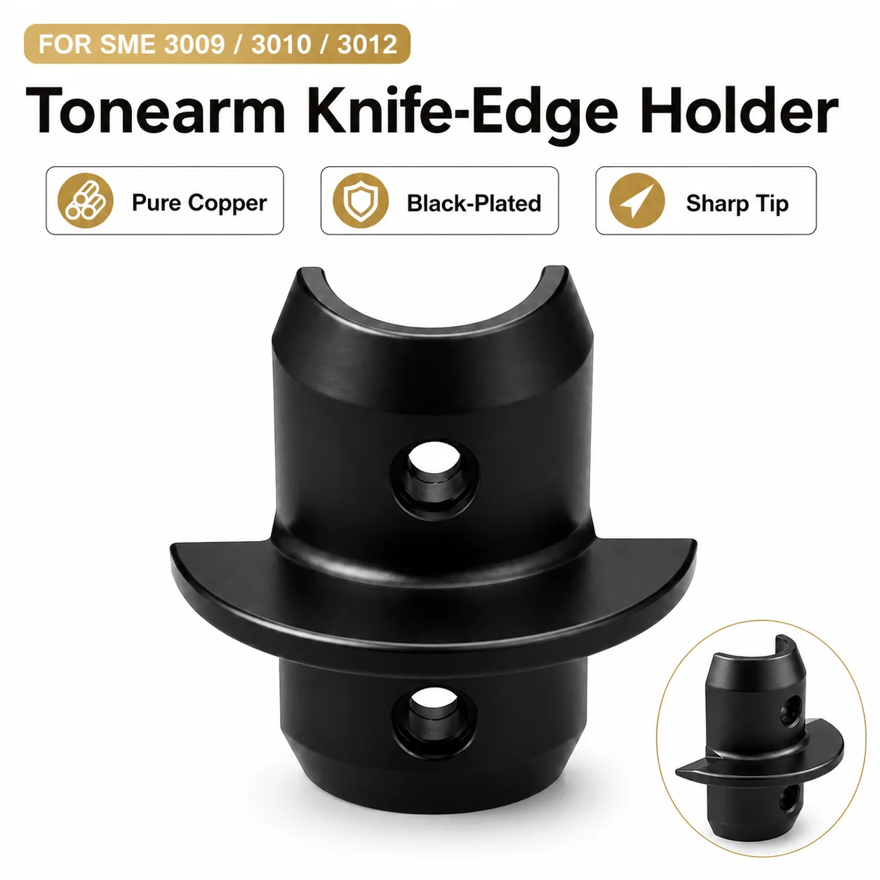 SME 3009 3010 3012 Tonearm Knife-Edge Holder Pure Copper Black-Plated Sharp Tip Repair Part