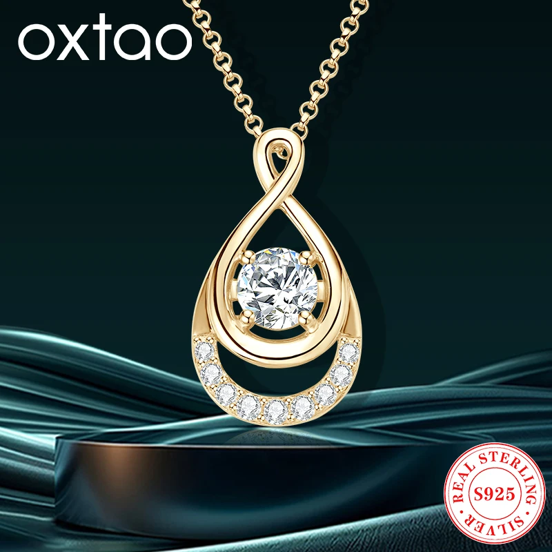 

Ожерелье с подвеской OXTAO Infinity, цвет D, 6,5 мм, 1,0 карата, муассанит, бриллиант S925, серебряная цепочка на ключицы, ожерелье, ювелирные изделия, подарок