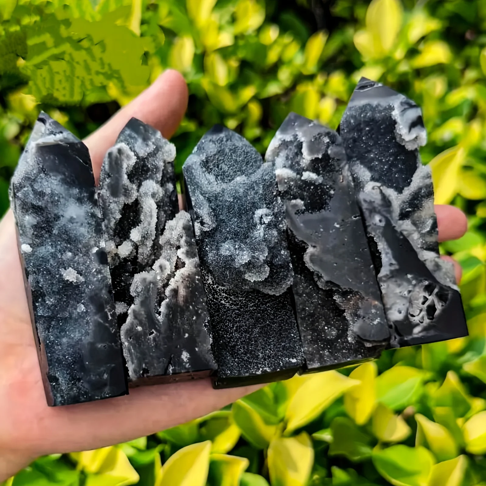 A stunning and dazzling zincblende crystal cluster tower—irregularly shaped, adorned with bohemian-style artificial crystals