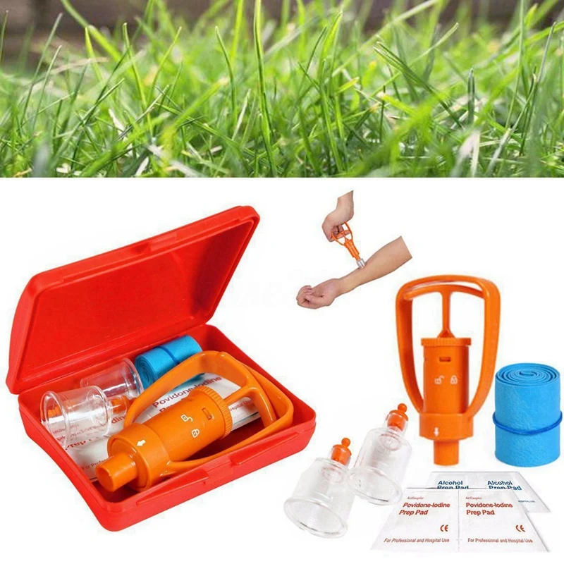 6X Venom Extractor ปั๊ม First Aid Safety Kit ฉุกเฉินงูกัดกลางแจ้ง Camping Survival เครื่องมือ SOS