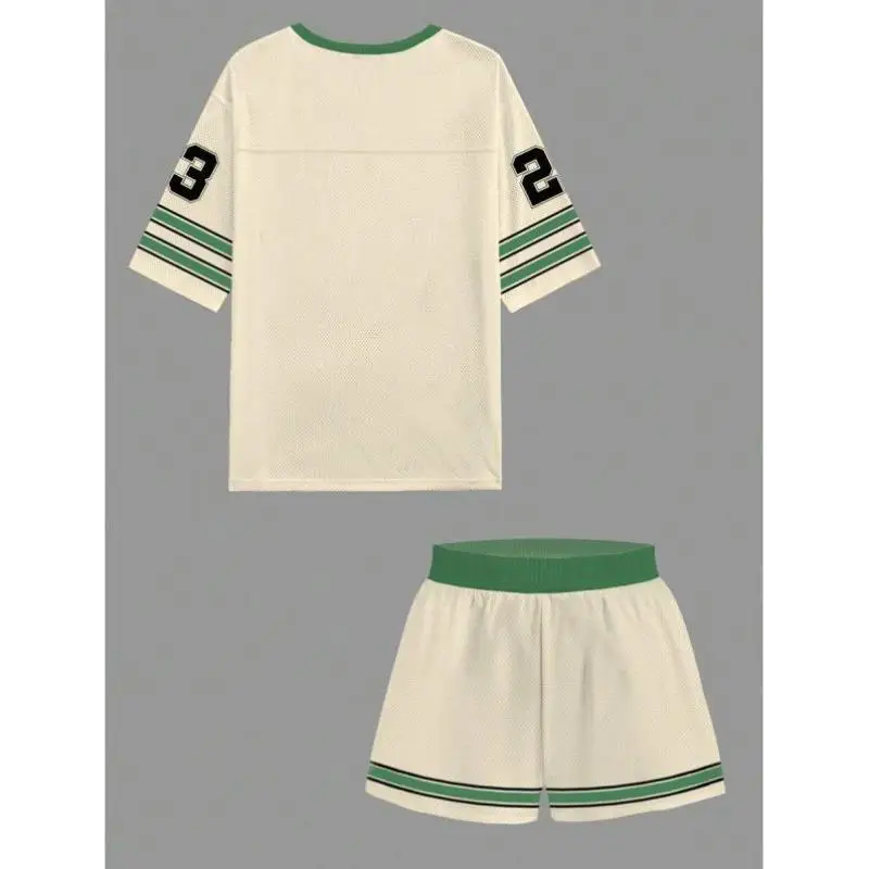 

New 2023 Women's Summer ort Sve T-irt Letter Pattern Casual Sportswear Seven-Quarter Sve Cross-Border Faion