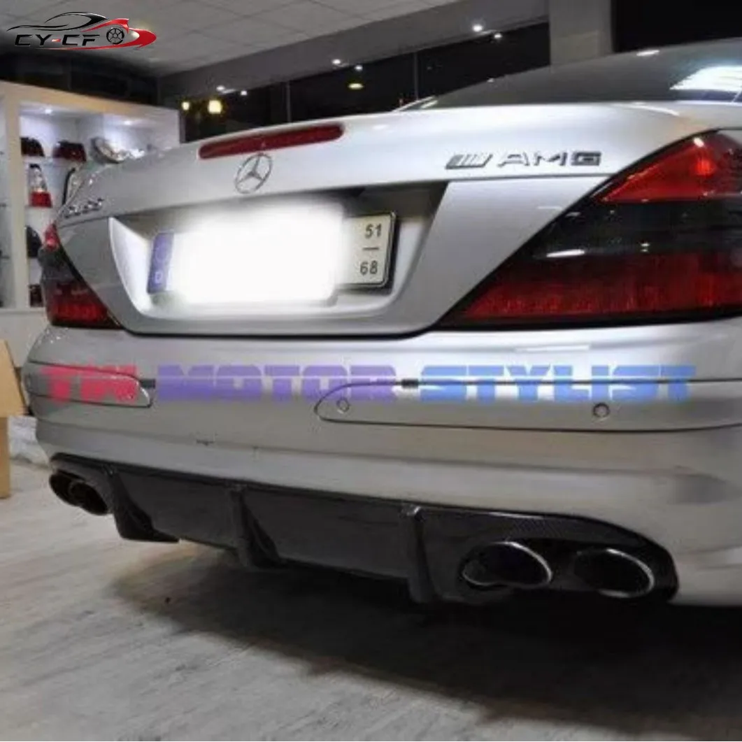 Suitable for 2003-2006 Mercedes-Benz SL Class R230 SL55 Upgraded Carbon Fiber Rear Lip and Rear Diffuser - view 3
