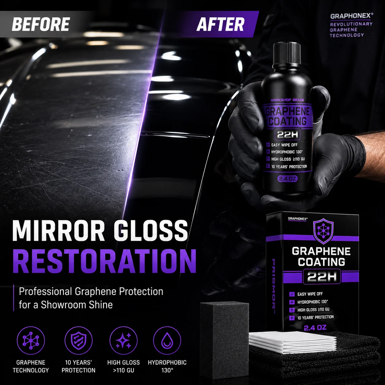 Graphene Nano Ceramic Coating Spray Car Hydrophobic Auto Body Shine Armor Wax Crystal Plating Quick Nano-Coating Paint Cleaner