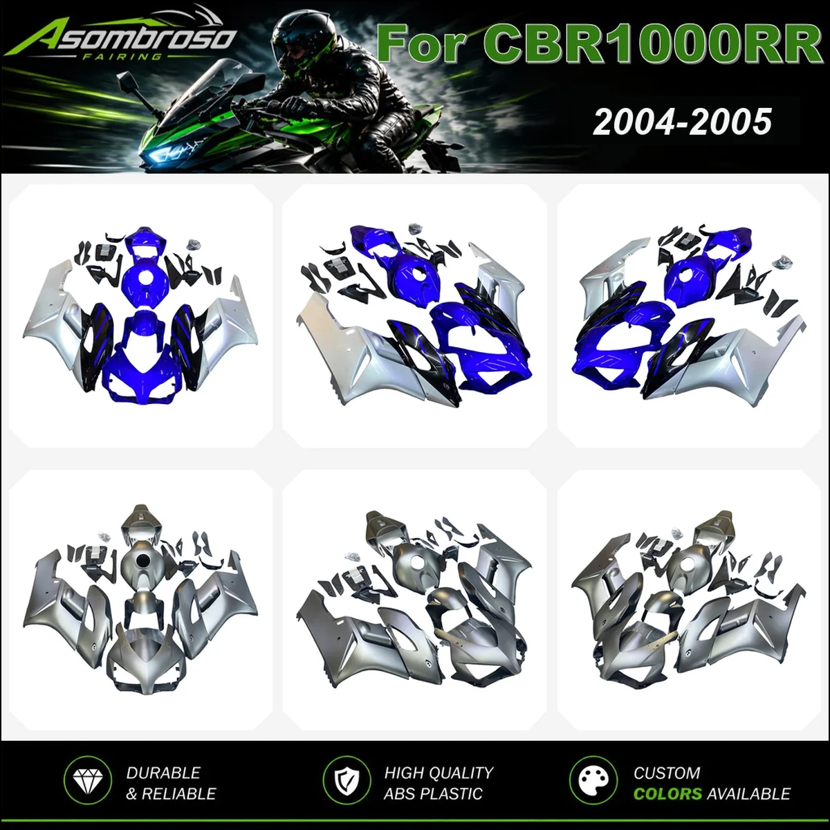 For Honda CBR 1000RR SC57 2004-2005 ABS Body Fairing Kit Plastic Bodywork Cowl Shield