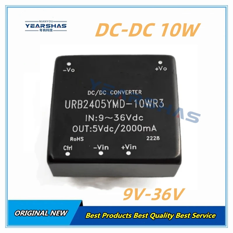 

Hot Sale URB2405YMD-10WR3 Small Size 10W 24V to 5V 2A DC DC Converter Step Down Power Supply Module 91% Efficiency Original New