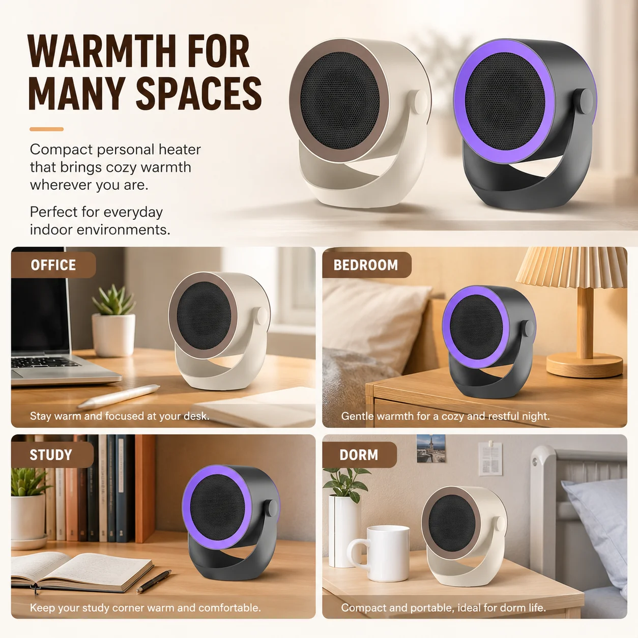 Household Mini Space Heater 2 Speed Adjustable Electric Warm Air Blower Wall Mountable Desktop Heating Fan Safe Warmer