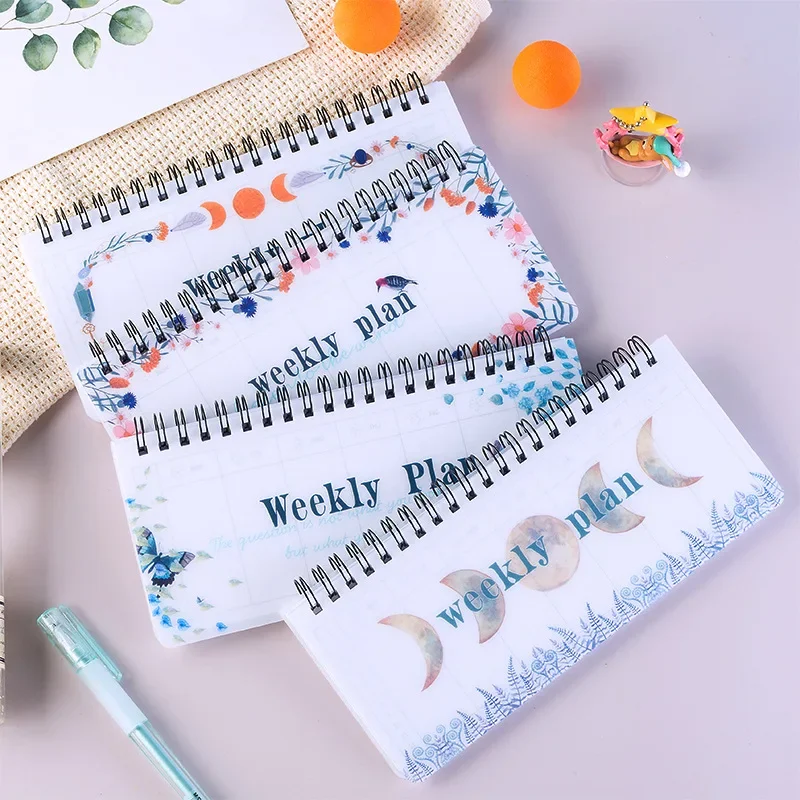 50 Sheets Portable Weekly Planner Notepad Spiral Flip Notebook with To-Do List Grid Notes Mini Desk Organizer for School Office