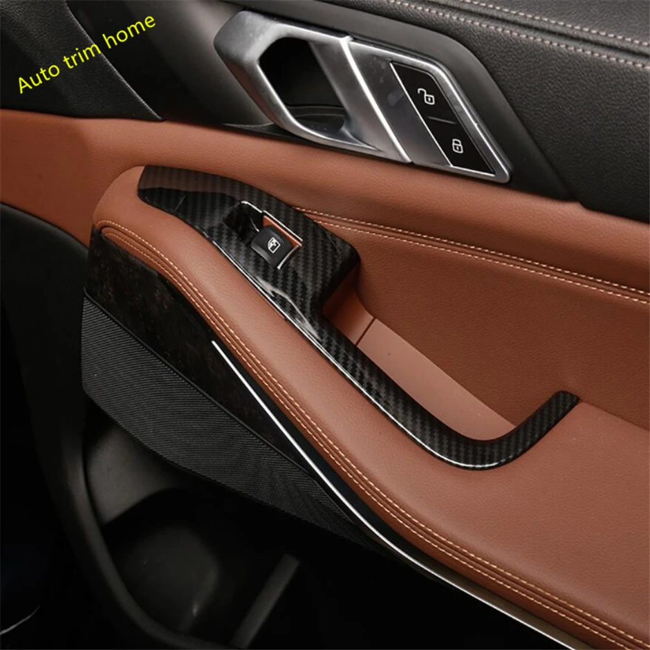 

ABS Carbon Fiber Door Armrest Window Lift Button Switch Control Frame Cover Trim Fit For BMW X5 G05 2019 - 2024 Car Accessories