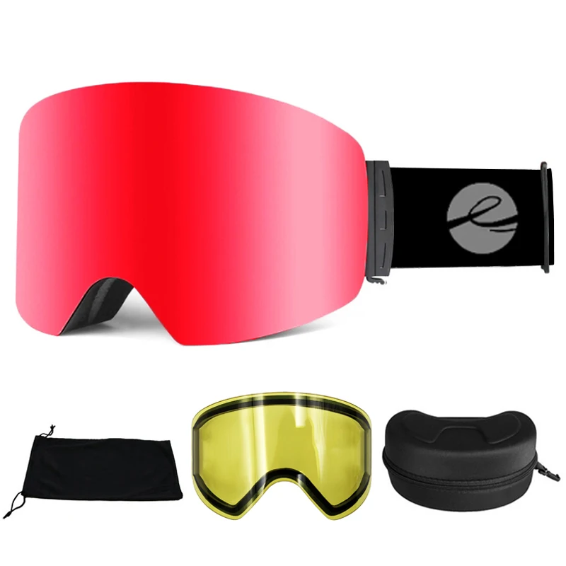 LOCLE OTG Ski Goggles Women Men Double Layers Anti-fog Anti-ultraviolet Ski Mask Skiing Eyewear UV400 Snow Protection Glasses